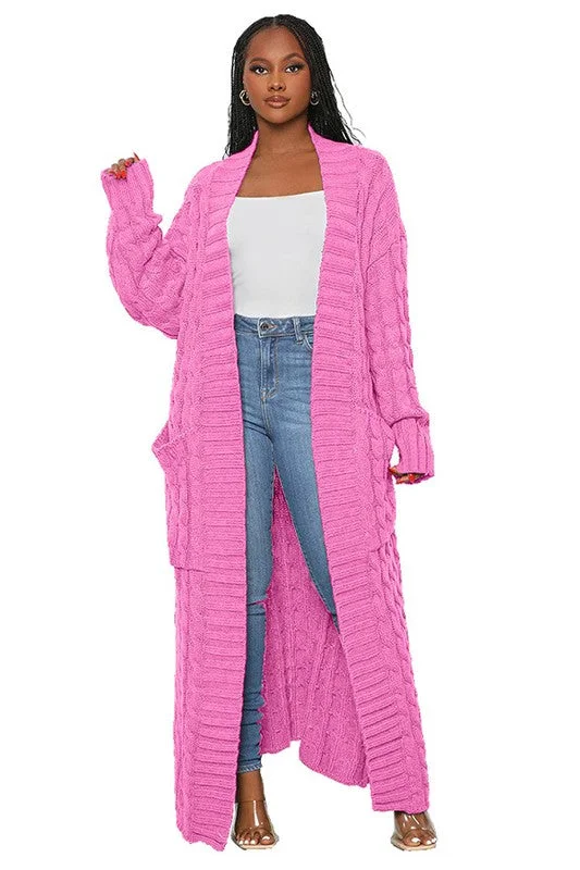 Fashionable Luxurious Chunky SweatersLONG MAXI SWEATER CARDIGAN