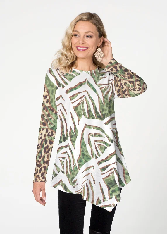 off-the-shoulder women's topsLush Jaguar (16151) ~ Asymmetrical French Terry Tunic