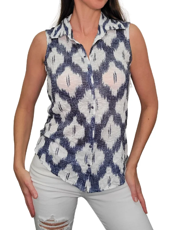 women's tops for casual FridaysCrushed Sleeveless Ink Shirt