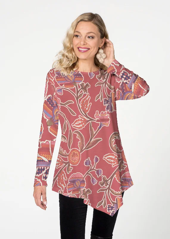 women's tops for evening soireesPatterns at Play Apricot (7826) ~ Asymmetrical French Terry Tunic