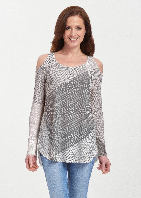 women's tops for cozy nights inSketch (14205) ~ Butterknit Cold Shoulder Tunic