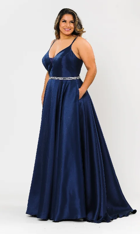 bespoke prom dressesPlus-Size Long Prom Dress with Pockets W1106