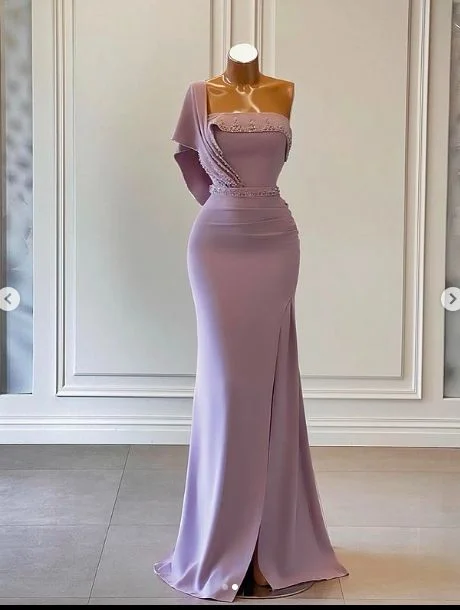 sleeveless prom dressesMermaid Prom Dresses, One Shoulder Prom Dresses, Arabic Evening Dresses Y5622