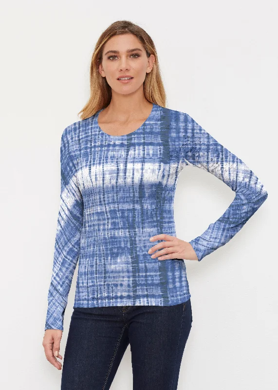 women's tops for statement-making outfitsDenim Tie Dye (14230) ~ Thermal Long Sleeve Crew Shirt