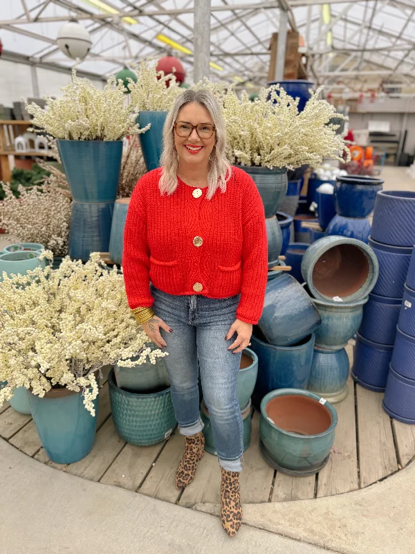 Oversized Cardigan SweatersRed Sunday Chunky Cardigan Sweater-Final Sale