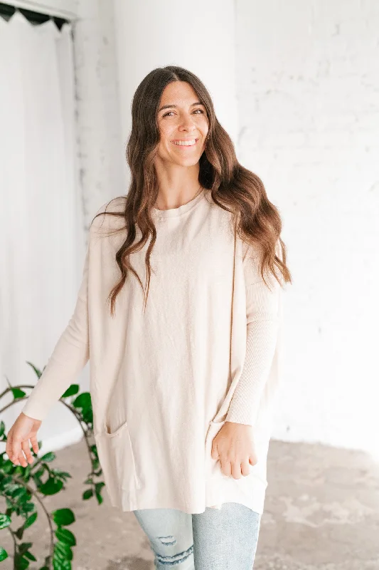 Soft Knitted SweatersSnow Day Pocket Sweater - Oatmeal