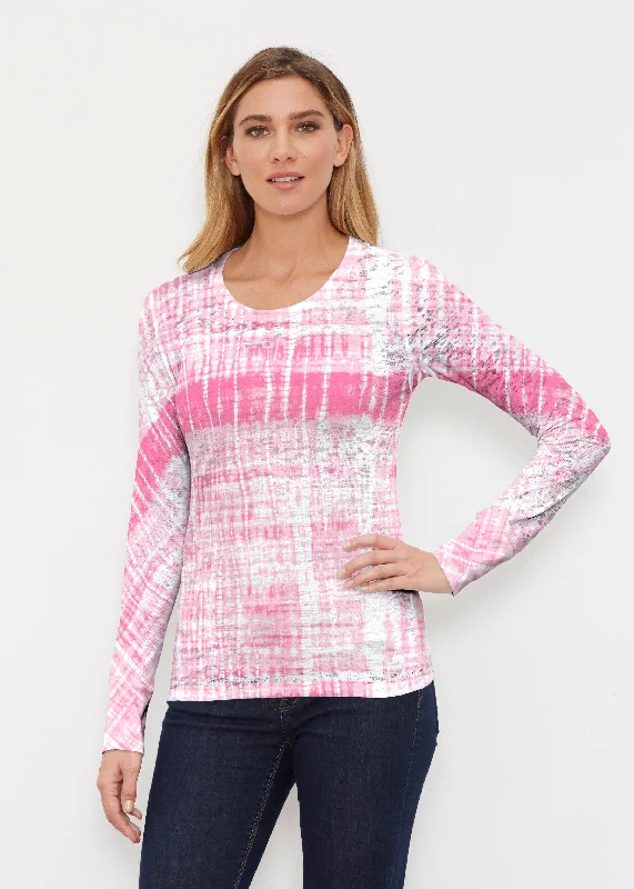 women's tops for those who want to create outfits that are both trendy and timelessPink Tie Dye (14254) ~ Thermal Long Sleeve Crew Shirt