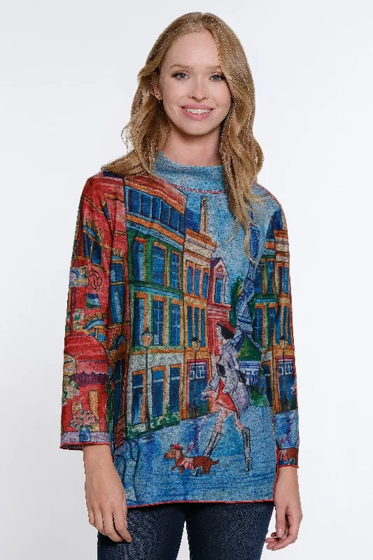 women's tops for those who want to add a touch of elegance and sophistication to their everyday wearPrinted Brushed Knit Tunic - City Print