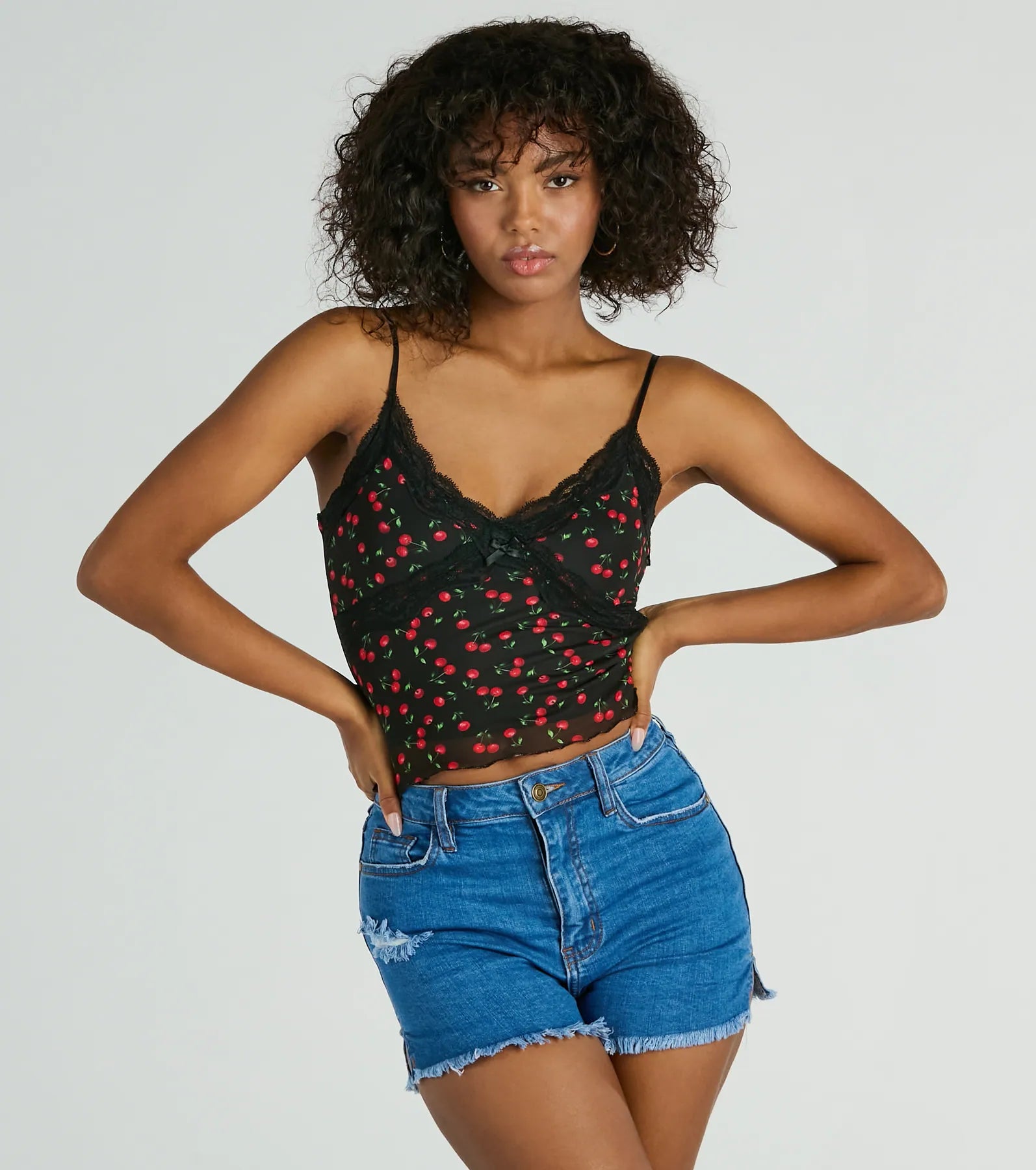 women's tops for those who want to wear pieces that are both functional and fashionableTaste Of Cherry Lace Cami Tank Top