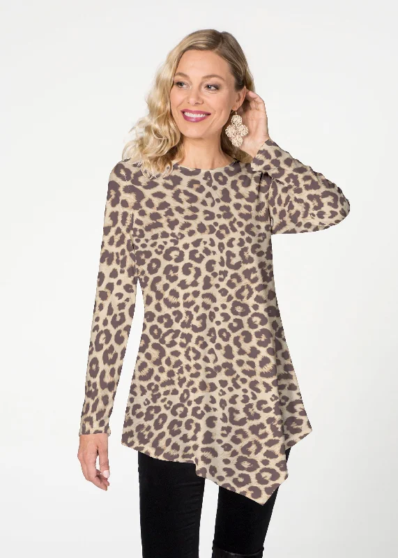 women's tops for those who want to wear pieces that are both functional and fashionableJaguar Sand (7280) ~ Asymmetrical French Terry Tunic