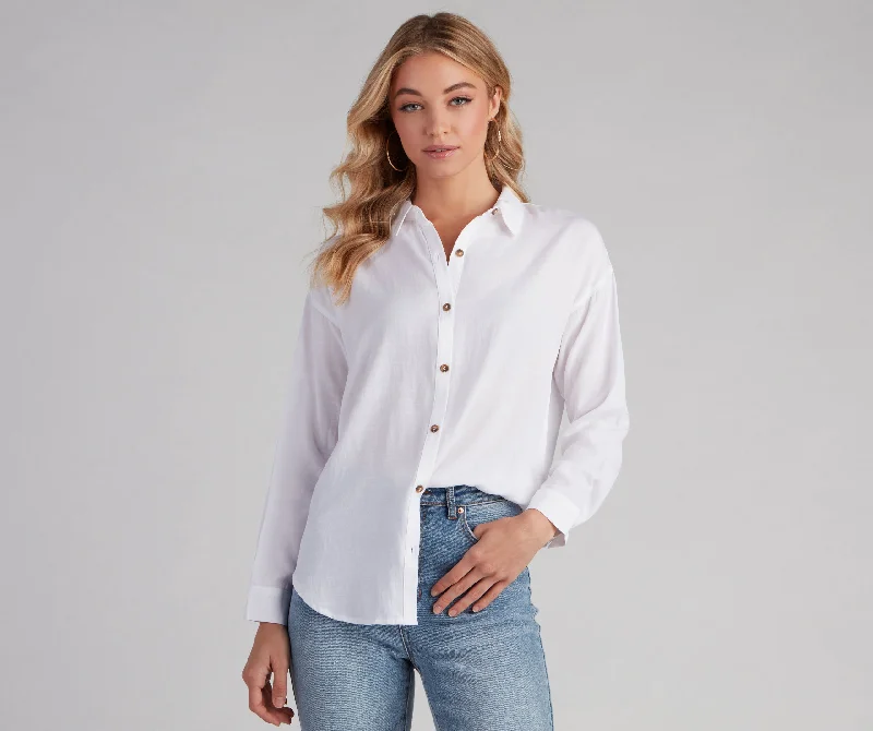 chic women's tops for everyday wearClassic Button-Down Linen Top