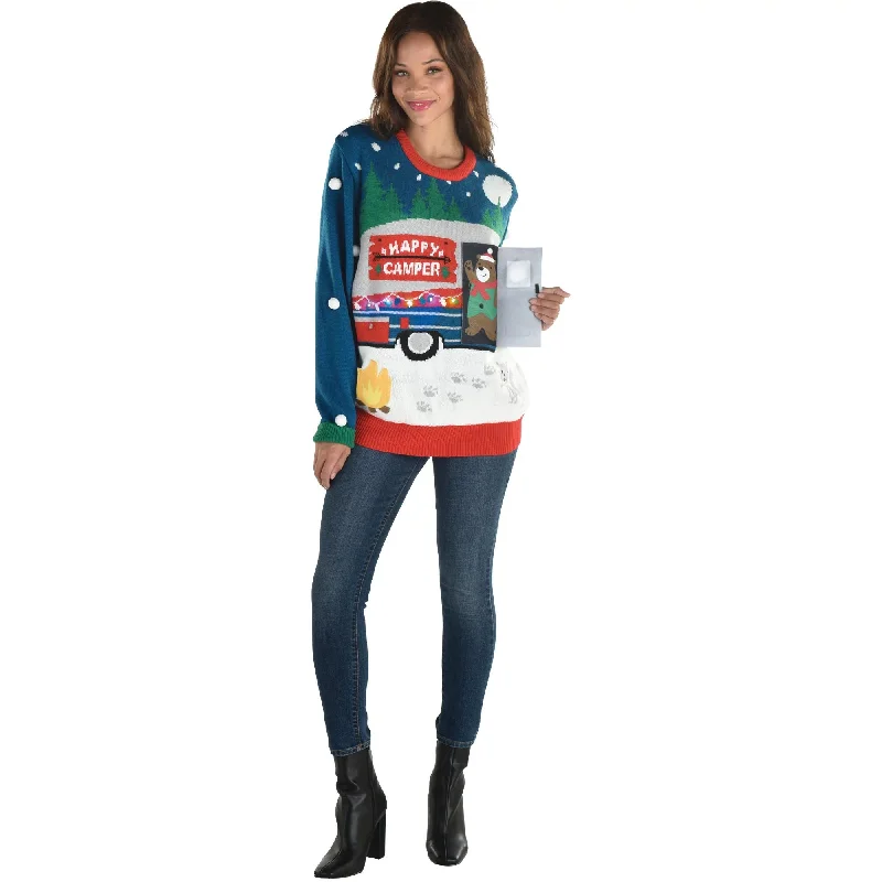 Affordable Women's SweatersChristmas Camper Light- Up Ugly Sweater - Adult