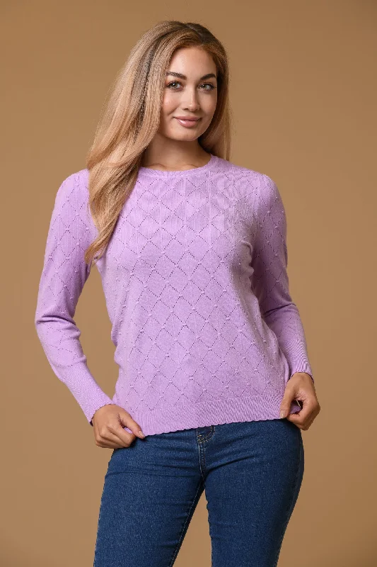 Wool SweatersDot + Diamond Scallop Sweater- Lilac