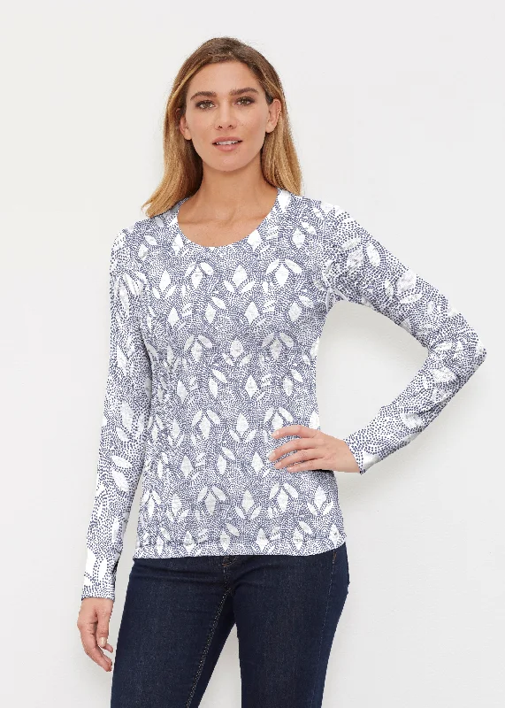 women's tops for relaxed weekendsDottie Combo Navy (7688) ~ Thermal Long Sleeve Crew Shirt