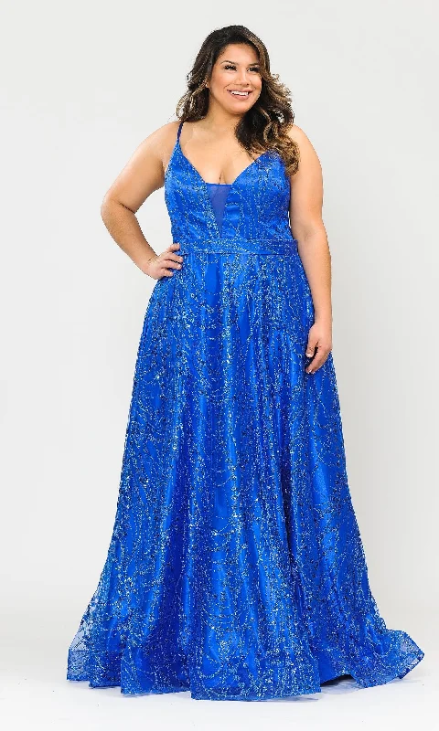 prom dresses for plus-size figuresPlus-Size Long Glitter-Print Prom Dress W1004