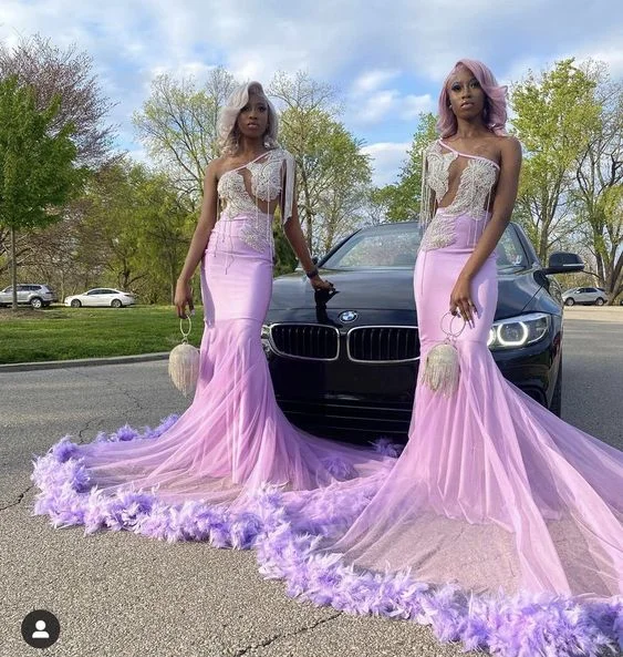 budget-friendly prom dressesSexy Mermaid Prom Dress With Feathers,Charming Evening Dress Y6637