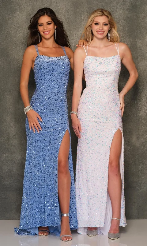 fitted prom dressesDave & Johnny Floor-Length Sequin Prom Dress