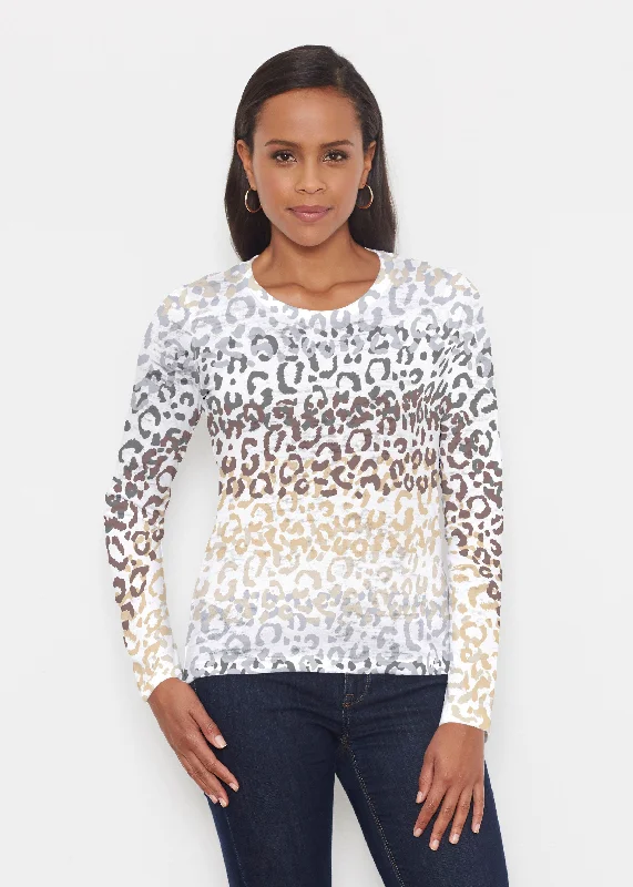 women's tops for those who want to elevate their everyday wear with chic and elegant piecesLeopard Ombre (7845) ~ Signature Long Sleeve Crew Shirt