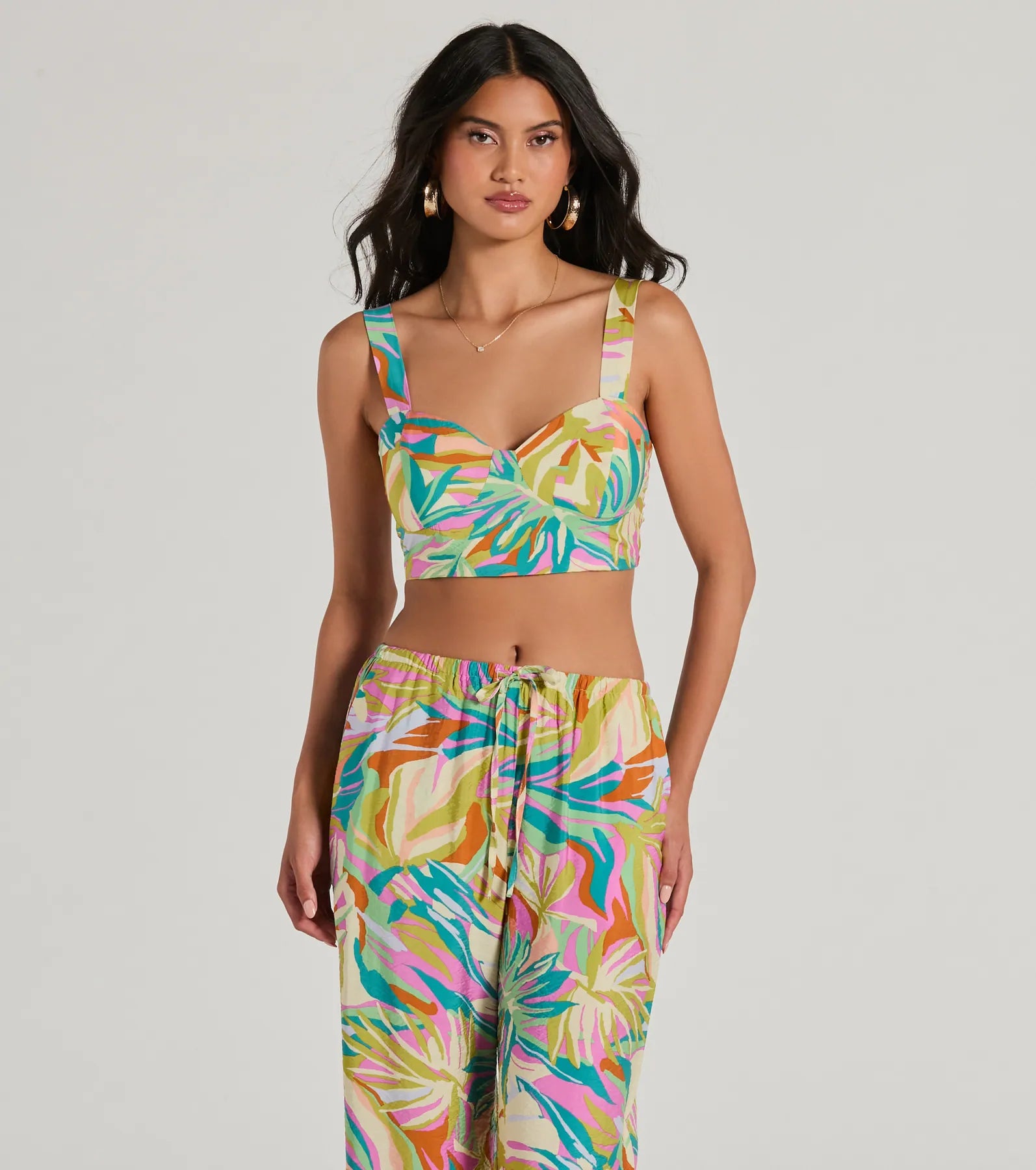 women's tops for cocktail partiesGetaway Retreat Sweetheart Tropical Crop Top