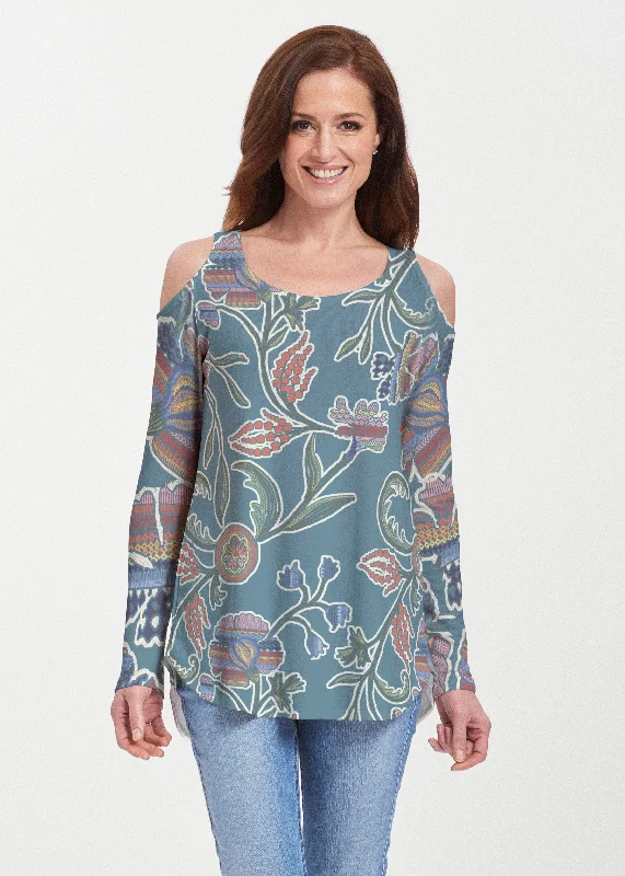 trendy women's topsPatterns At Play Blue (7827) ~ Butterknit Cold Shoulder Tunic