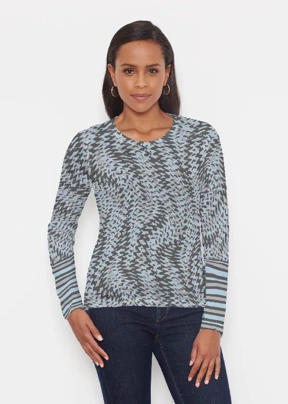 plus-size women's topsTextured Tracks Black (7720) ~ Signature Long Sleeve Crew Shirt