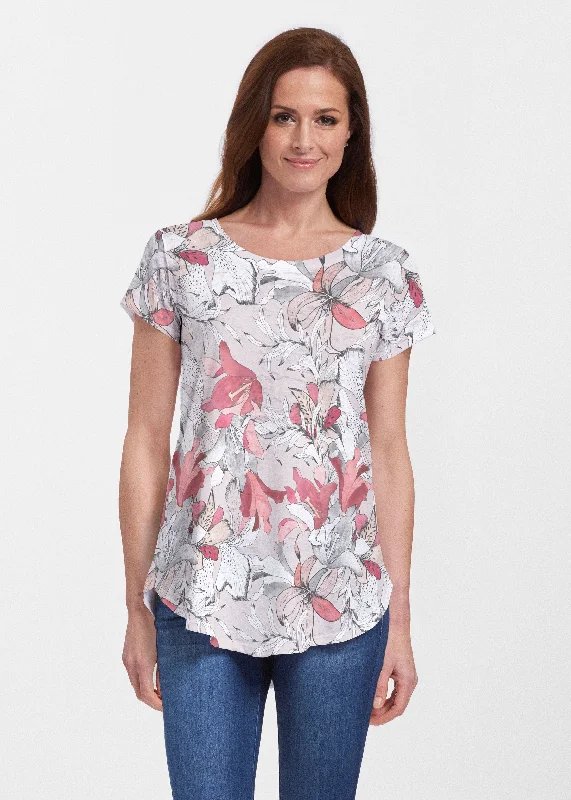 women's tops for those who love to experiment with fashionPen and Ink Lily Beige (7612) ~ Signature Short Sleeve Scoop Neck Flowy Tunic