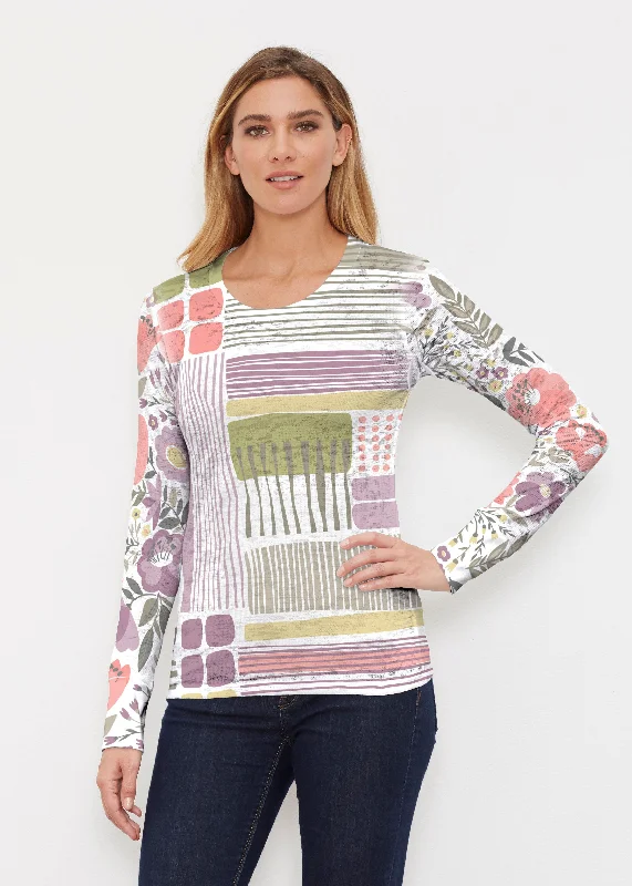 women's tops for those who want to make a fashion statementTranscendent Floral (13483) ~ Thermal Long Sleeve Crew Shirt