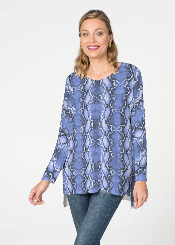 women's tops with cold-shoulder cuts and lace detailingPython Blue  (7275) Slouchy Butterknit Top