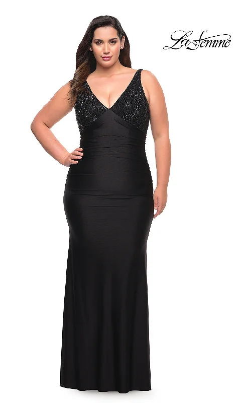 prom dresses for hourglass figuresEmpire-Waist Long La Femme Plus-Size Prom Dress