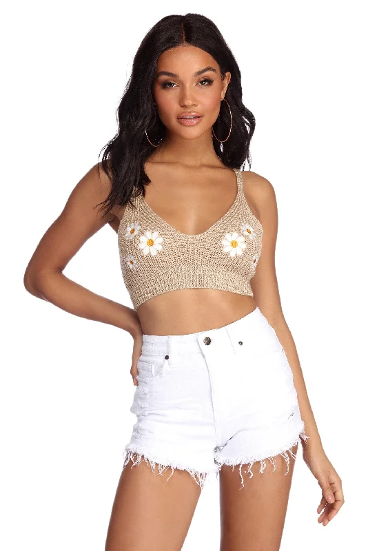 women's tops for maximalist fashion loversSweet As A Daisy Crop Top