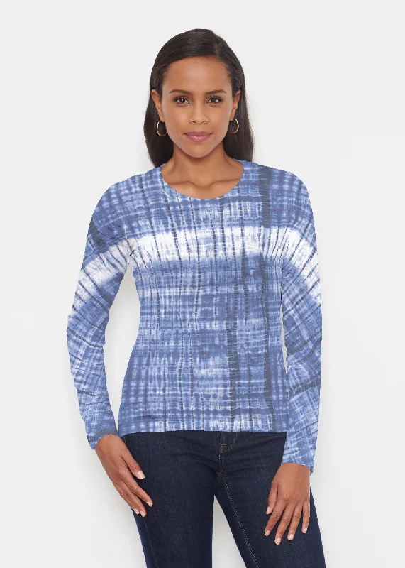 women's tops for mixing and matching with different bottomsDenim Tie Dye (14230) ~ Signature Long Sleeve Crew Shirt