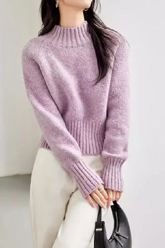 Knitted Crewneck SweatersSolid-color All-match Sweater