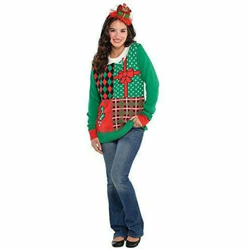 Designer Funky Hooded SweatersPlaid Ugly Christmas Sweater