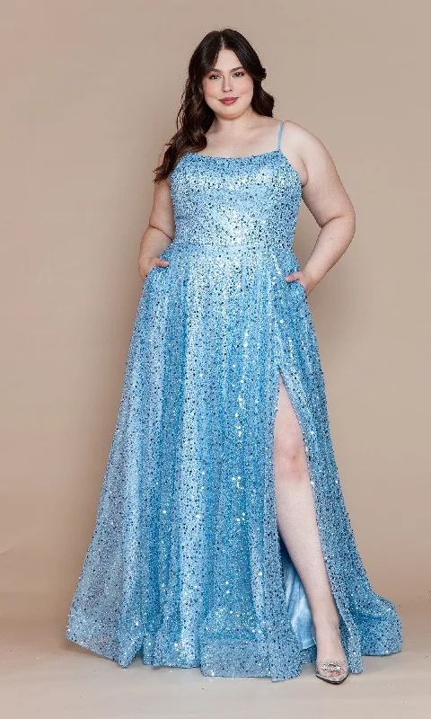 prom dresses for fallCorset-Back Plus-Size Long Sequin Prom Dress W1142