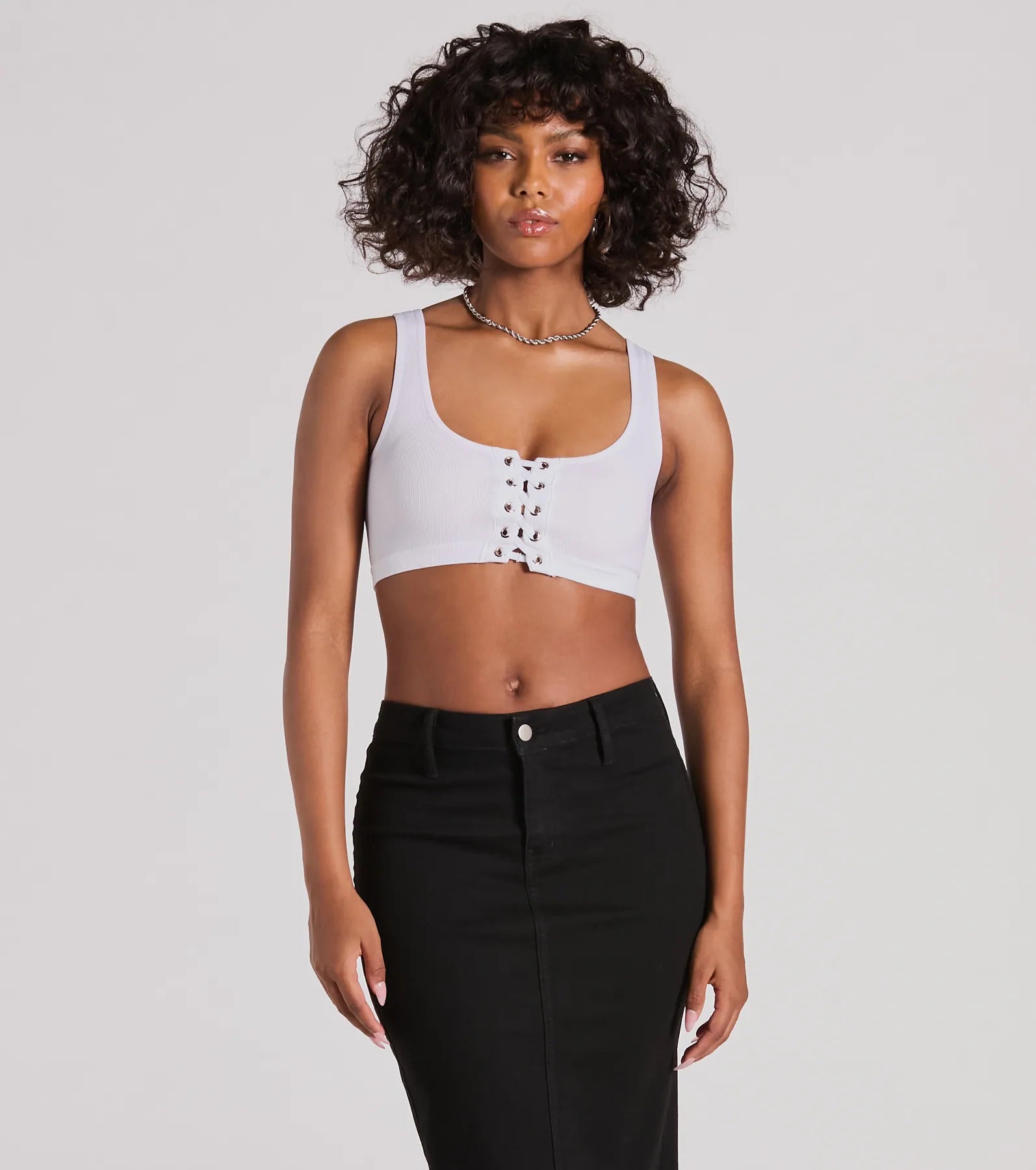 women's tops for mixing and matching with different bottomsCasual With A Twist Sleeveless Lace-Up Crop Top