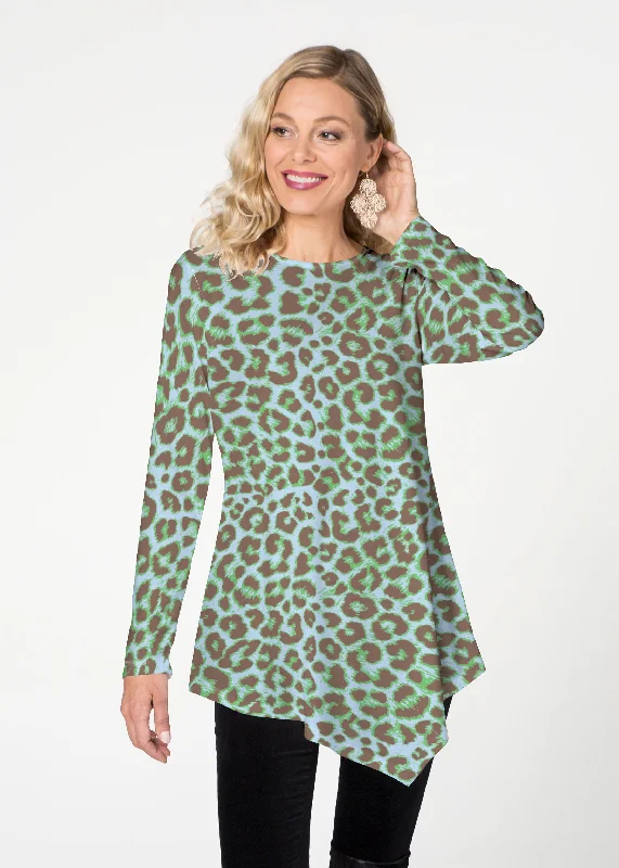 women's tops for those who want to wear pieces that are both comfortable and stylishJaguar Mint (7285) ~ Asymmetrical French Terry Tunic