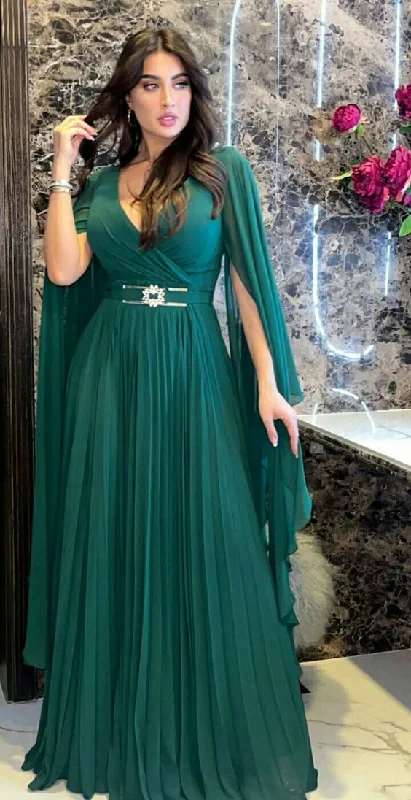 prom dress try-on ideasGreen A-line V Neck Prom Dress,Green Evening Dress,Reception Dress Y6276