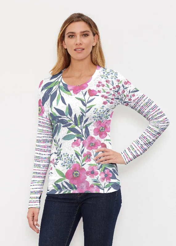 long-sleeved women's topsSummer Floral (13423) ~ Thermal Long Sleeve Crew Shirt