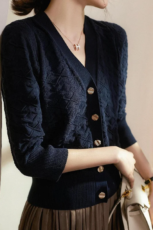 Knitted SweatersChanel-inspired V-Neck Knit Cardigan