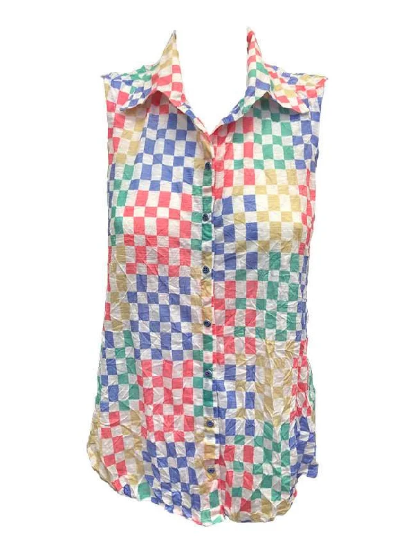 women's tops for evening soireesCrushed Sleeveless Melon Shirt