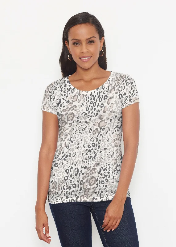 women's tops for those who appreciate subtle and muted tonesGreek Cat Grey (7752) ~ Signature Short Sleeve Scoop Shirt