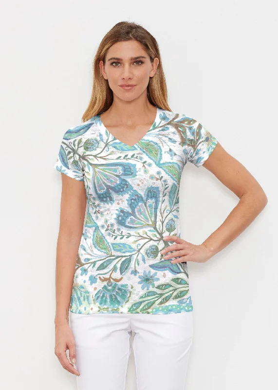 women's tops for those who want to elevate their everyday wear with chic and elegant piecesSpring Fantasy Green (17172) ~ Signature Cap Sleeve V-Neck Shirt