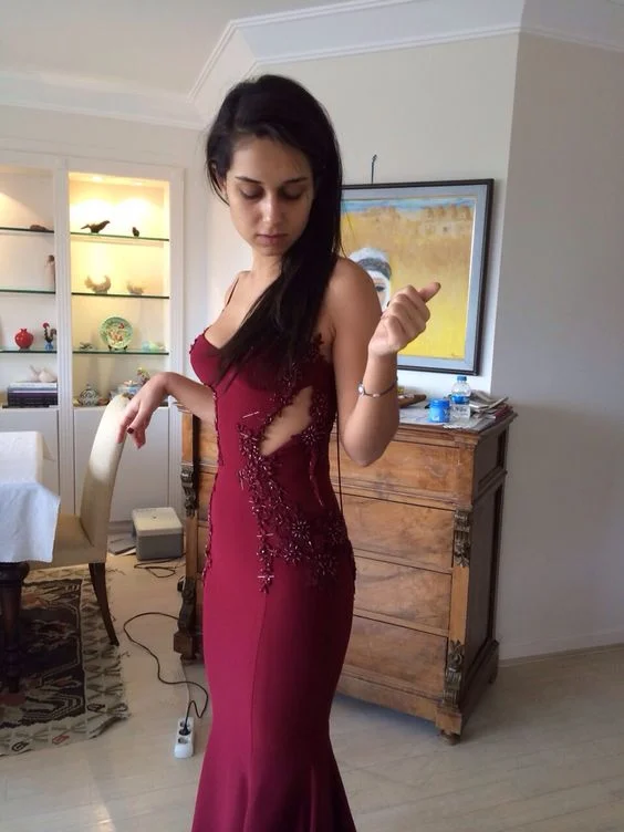 ready-to-wear prom dressesSexy Burgundy Mermaid Prom Dresses,Evening Dress Y5603