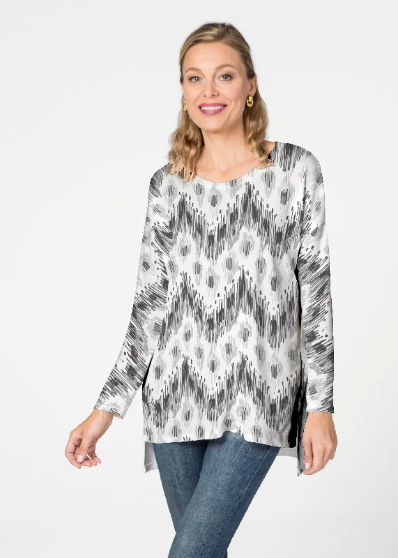 women's tops for those who want to show off their figure in a flattering wayTonal Waves Black (7834) ~ Butterknit Top