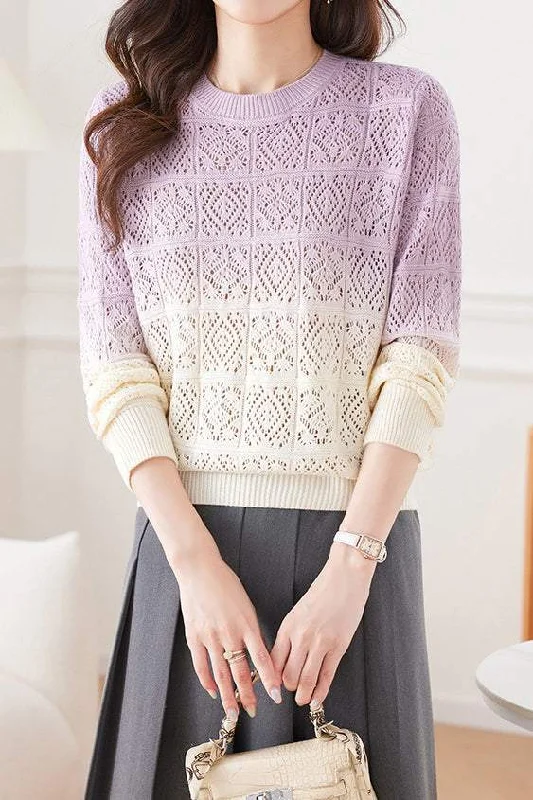 Luxurious Oversized Cardigan SweatersFashion Gradient Hollow Knit Sweater