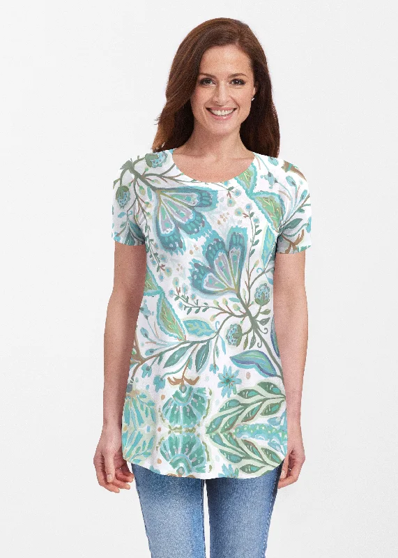 women's tops with ruffled hemsSpring Fantasy Green (17172) ~ Butterknit Short Sleeve Tunic