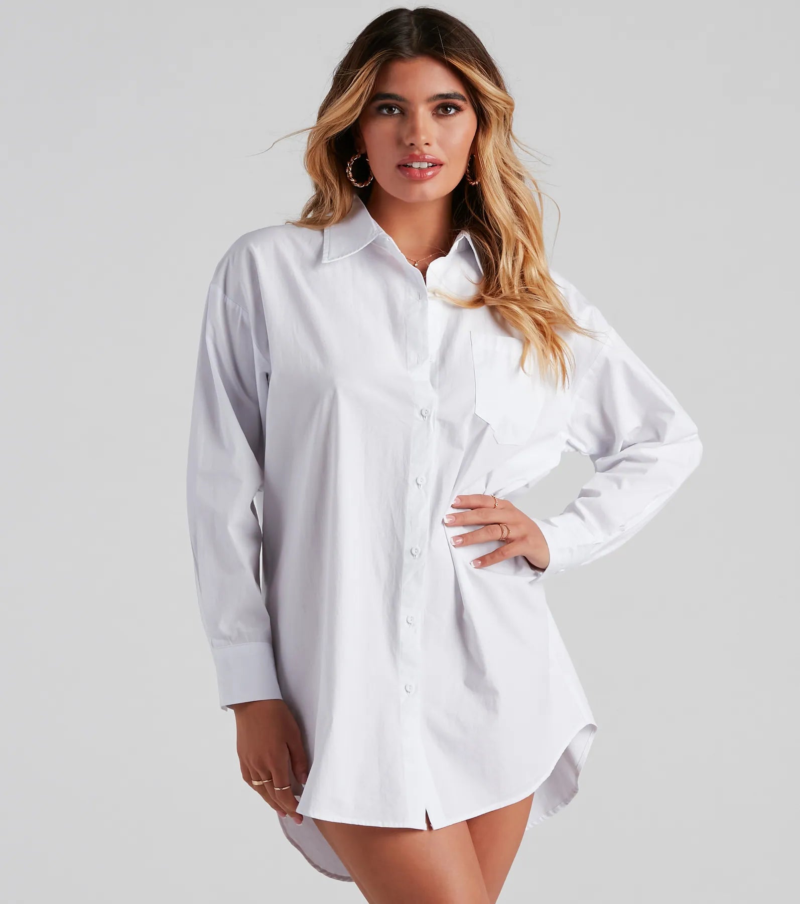 women's tops with bell sleevesLaid Back Cutie Button-Down Poplin Top