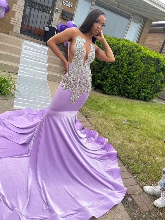 mini prom dressesElegant Purple Mermaid Prom Dress,Purple Formal Gown  Y6629