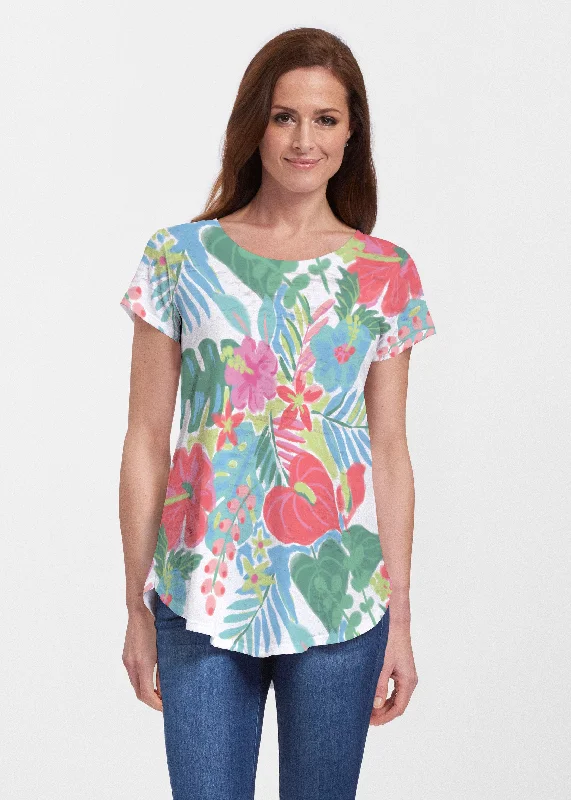 plus-size women's topsHawaiian Fling (22141) ~ Signature Short Sleeve Scoop Neck Flowy Tunic