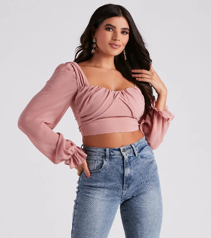 women's tops for maximalist fashion loversTalk About Breezy Chiffon Crop Top